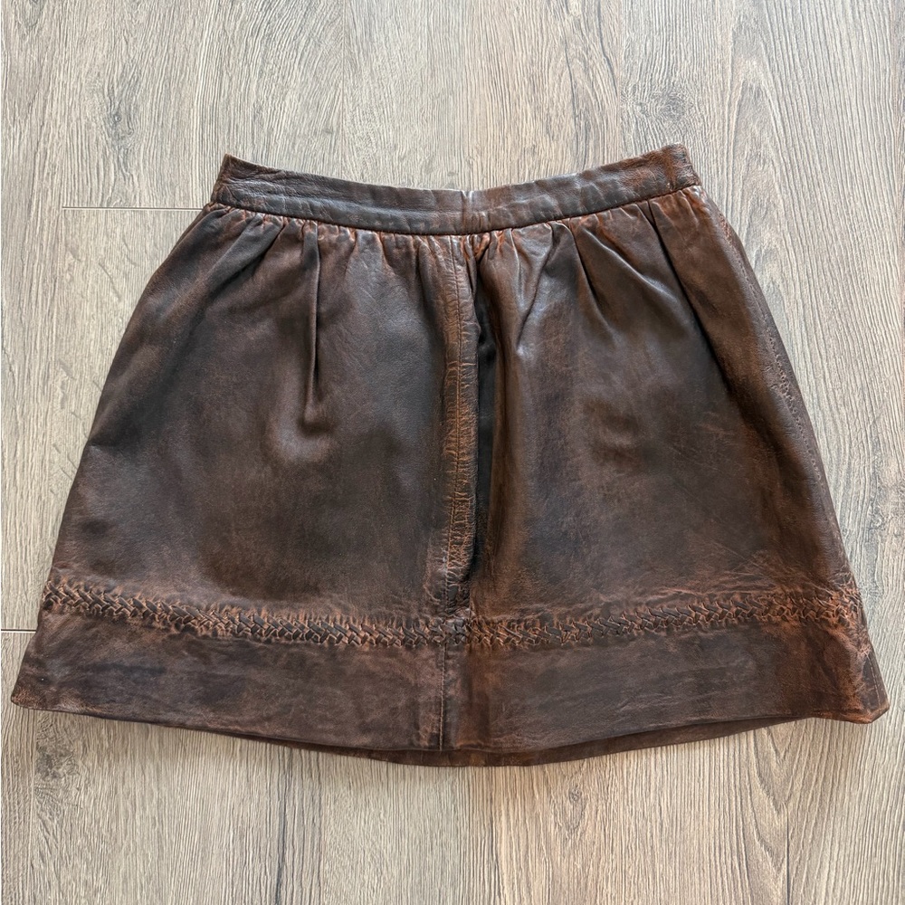 And LA Brown Leather Mini Skirt